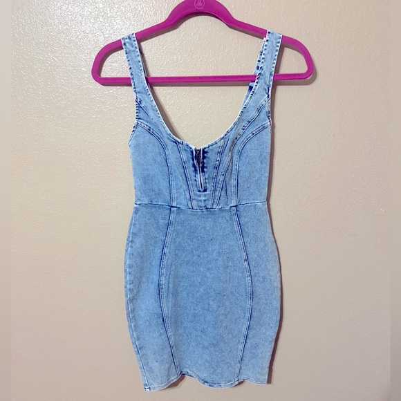 Selfie Leslie | RHYTHM WIDE STRAP BODYCON MINI DRESS WASHED BLUE - Picture 1 of 3